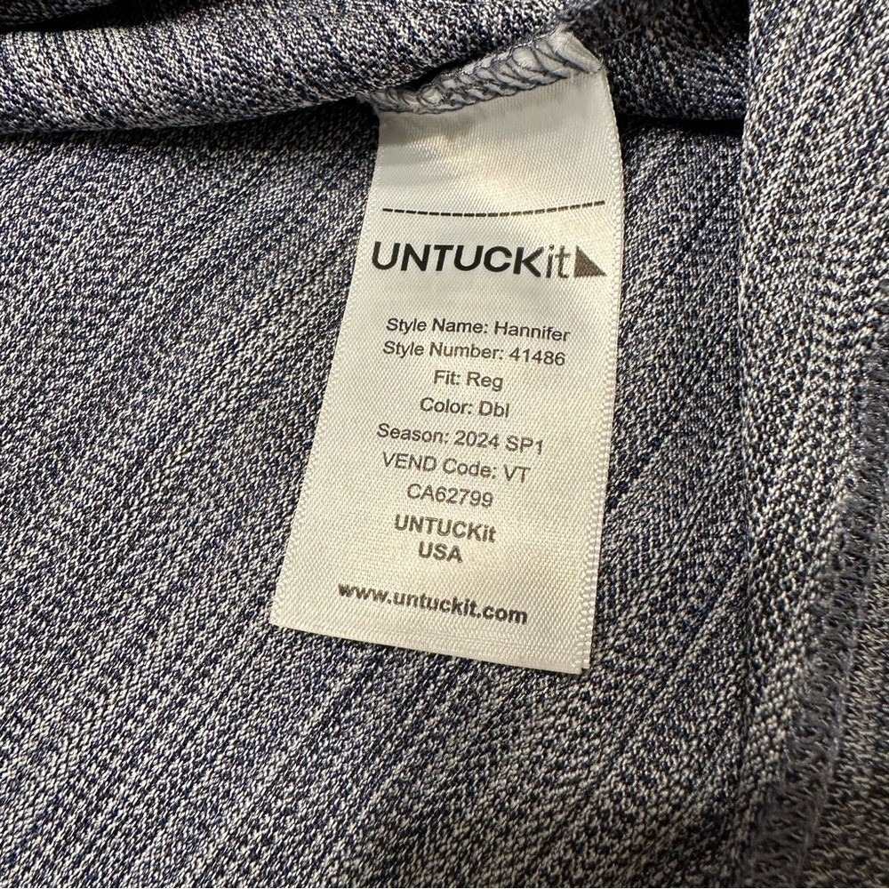 UNTUCKit Men's Hannifer Polo Shirt Medium Heathered Blue Short Sleeve Golf - Picture 4 of 7